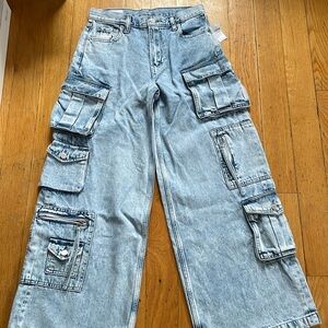 New Gap Baggy Wide Jeans 26 NWT Cargo Mid Rise Bell Bottoms Pants Flare 90’s